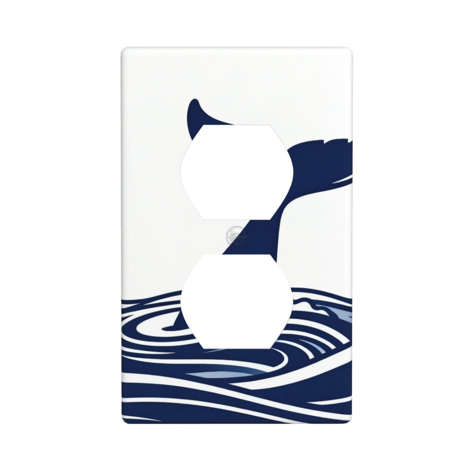 Whale Tail Wave Decorative Switch Plate Cover-Unbreakable Polycarbonate Wall Plate for Home Office, 1 Gang with Screws