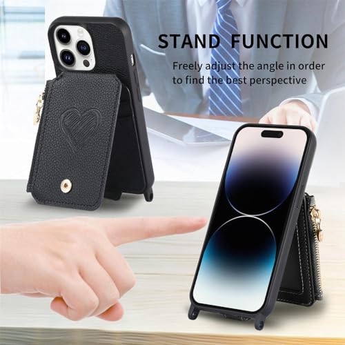 Étui en cuir iPhone 14 Plus ENILSA marron style portefeuille chic avec lanière - 6