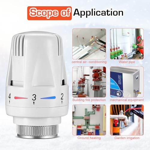 Nizirioo 4 válvulas de radiador M30 x 1,5, termostato de radiador, cabezal termostático, termostato inteligente, válvula de radiador, cabezal de repuesto para oficina o hogar