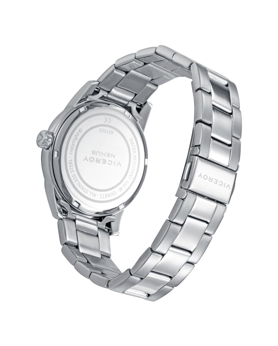 Viceroy Reloj Hombre Analógico de Acero - Acabado Bitono - 40 mm - Movimiento de Cuarzo - Tres Agujas - Esfera Naranja - Sumergible 10 ATM - Colección Abraham Mateo – 401503-97