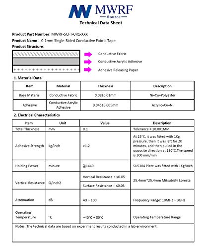 Image of MWRF Source Conductive Cloth Fabric Adhesive Faraday Tape (0.2-inch x 65ft); EMI Grounding; RFID Signal Attenuation; Radio Frequency Signal Attenuation; Guitar Interference Shielding