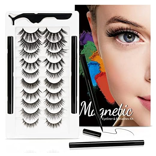 Magnetic Eyeliner with Eyelashes, Lashes Natural Look, Reusable False Eyelashes with 2 Magnetic Eyeliners & Tweezers - Easy to Wear