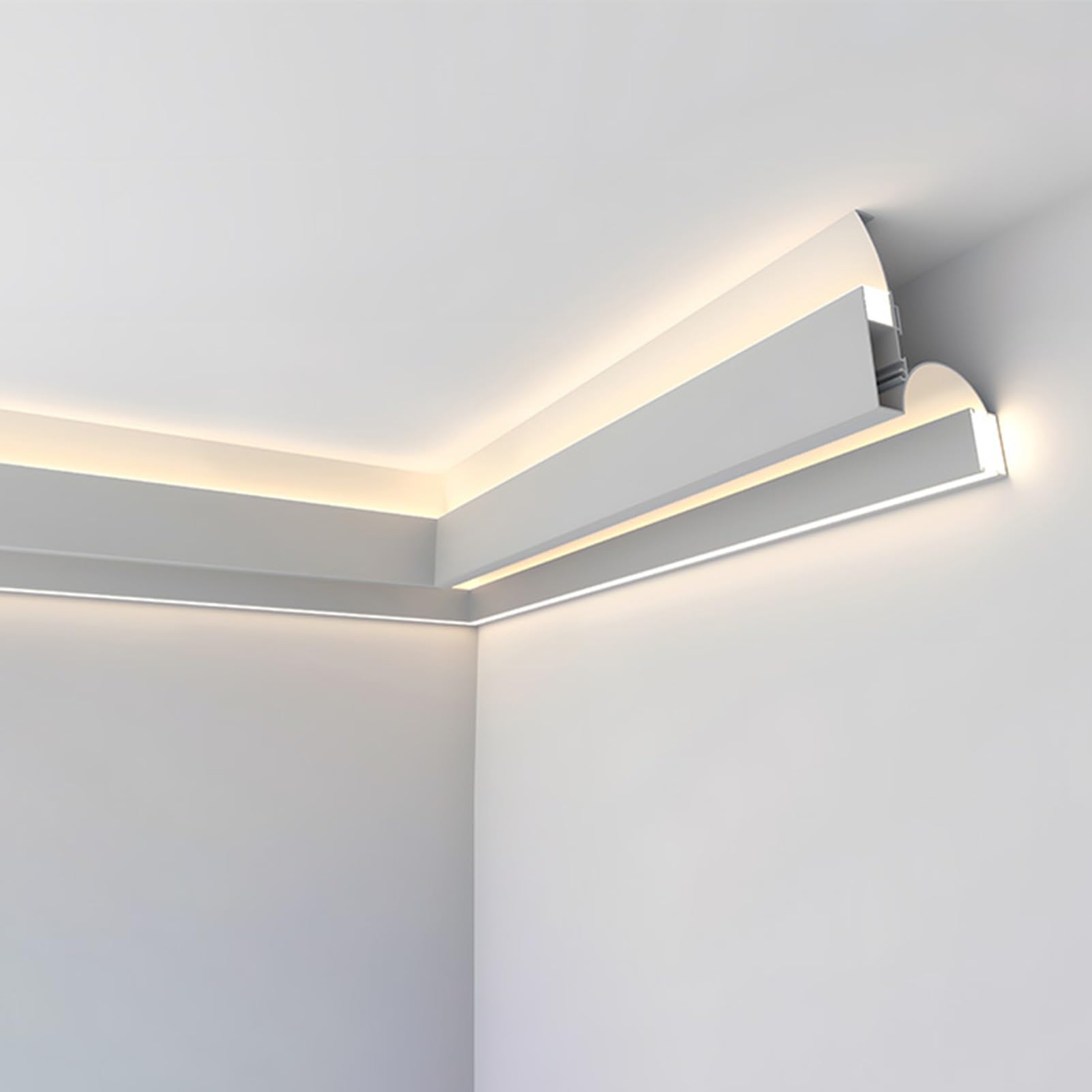 Cache-goulotte pour plafonnier masquant les fils et LED