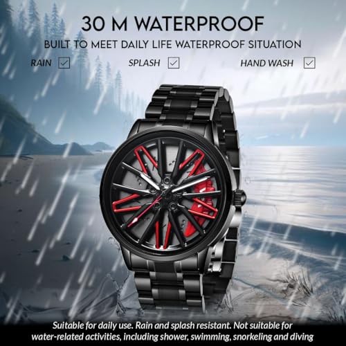 V2A Vortex Wheel Rolling Series Men's Analog Watch Black - Image 7