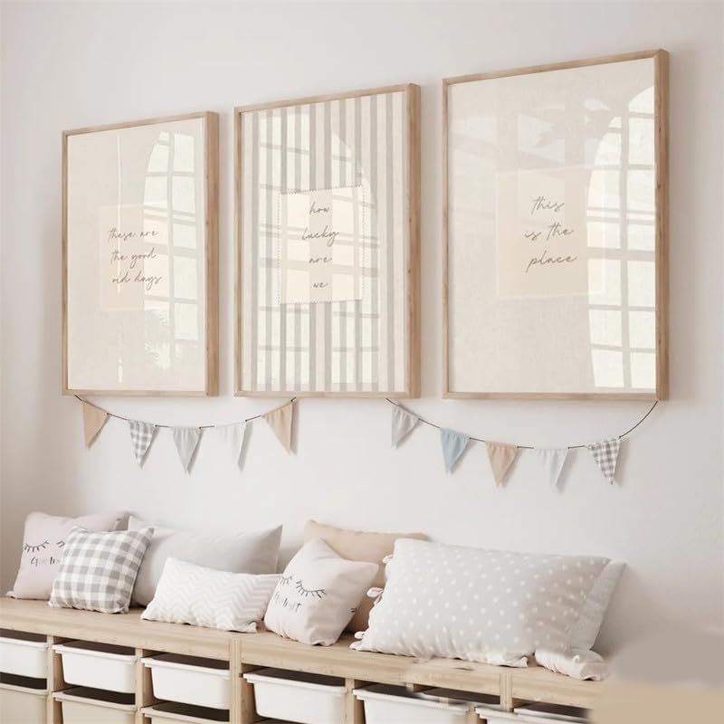 3 Panel How Lucky Are We Canvas Wall Decor with Wooden Frame For Gilrs Room