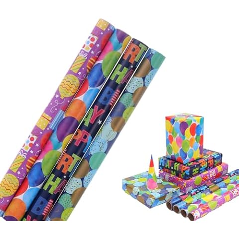 HBell Happy Birthday Wrapping Paper Rolls Cover