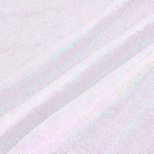 Image of B-COOL Iridescent Sequin Tablecloth 50x80inch Sparkly Glitter Tablecloth Wedding Table Skirts Shiny Fabric Rectangle Decorations
