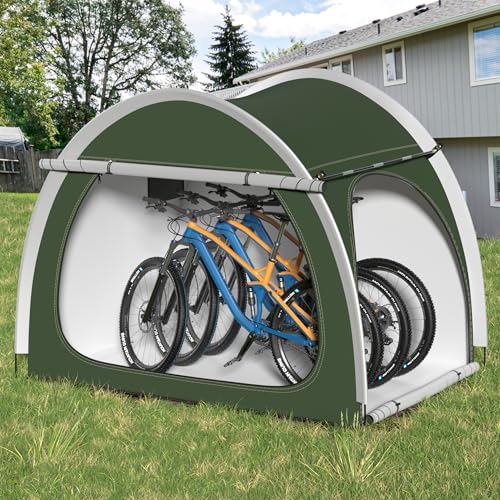 RAOOT Tenda da bicicletta per 3 – 4 biciclette, garage per biciclette, 210 x 150 x 165 cm, in poliuretano, impermeabile, 4000 mm, per biciclette, moto, attrezzi da giardino, tettuccio portatile