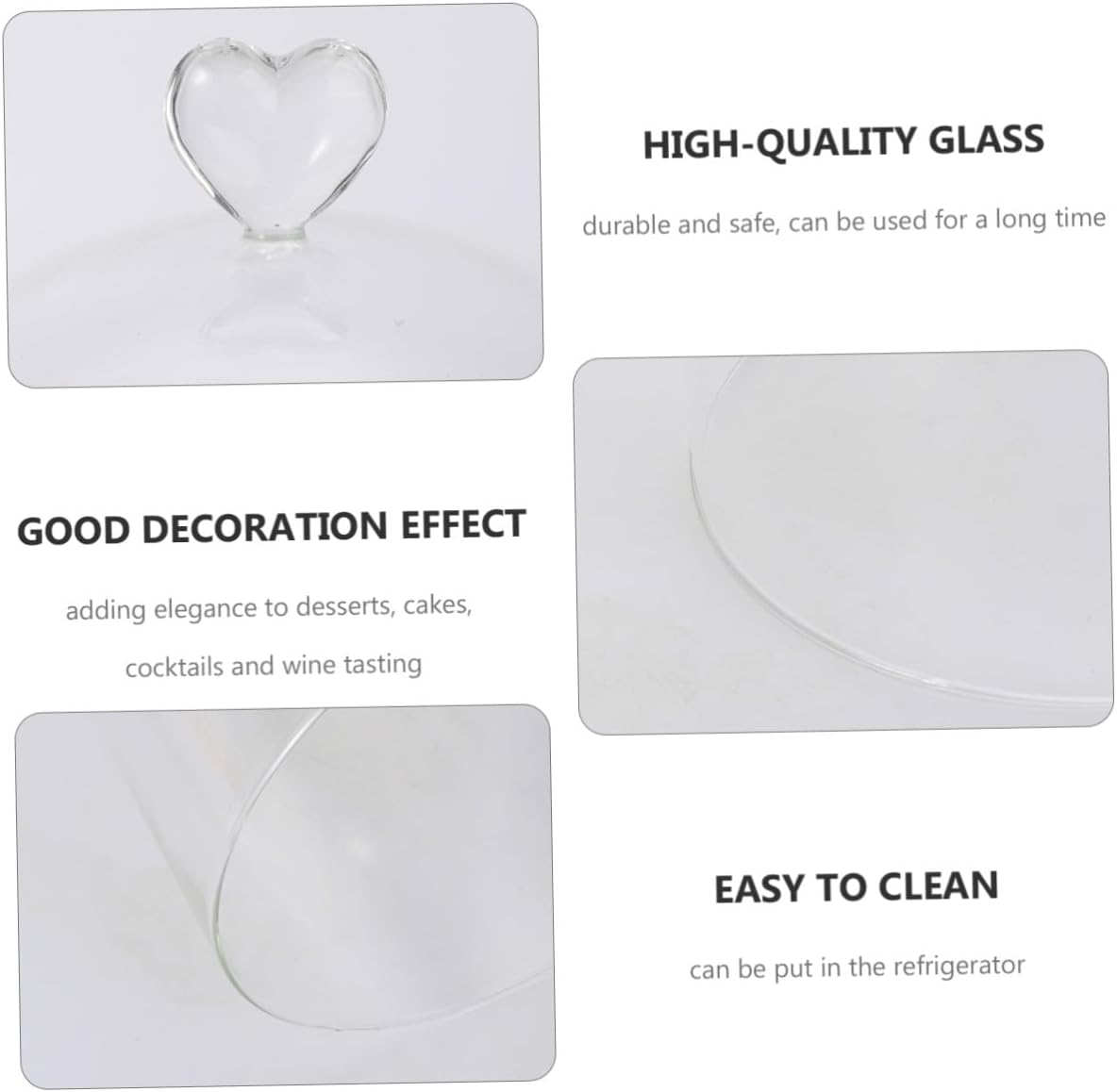 Veemoon Glass Cake Cover Dome with Heart-shaped Glass Cloche, Dessert Protection Cover and Food Fresh-keeping Hood for Cake Display and Micro Landscape Preservation