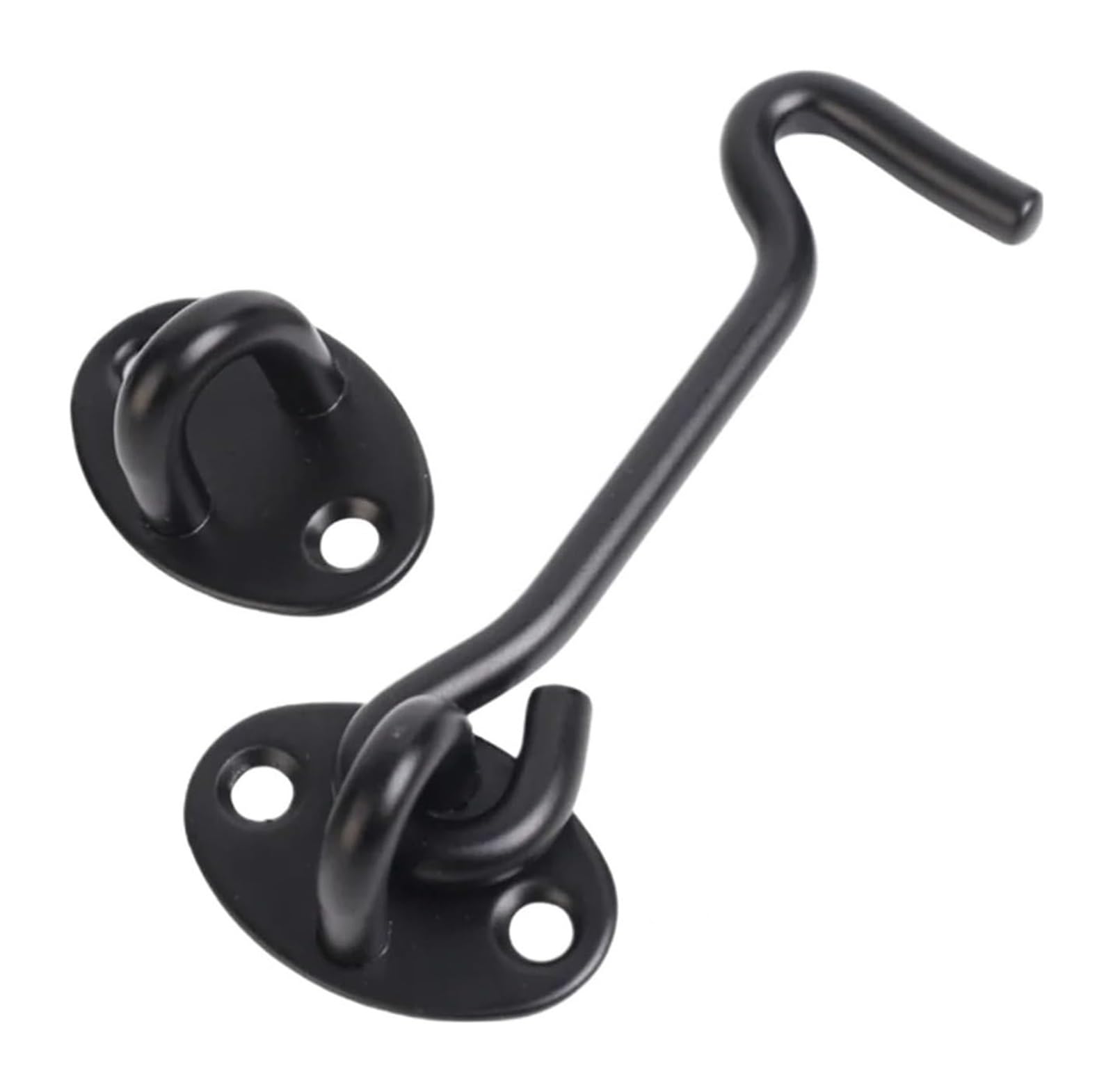 Hook and Eye Latch, Duty Cabin Hook and Eye Lock for Shed Door Latch Stainless Steel Black 10cm Pack of 8(Black)