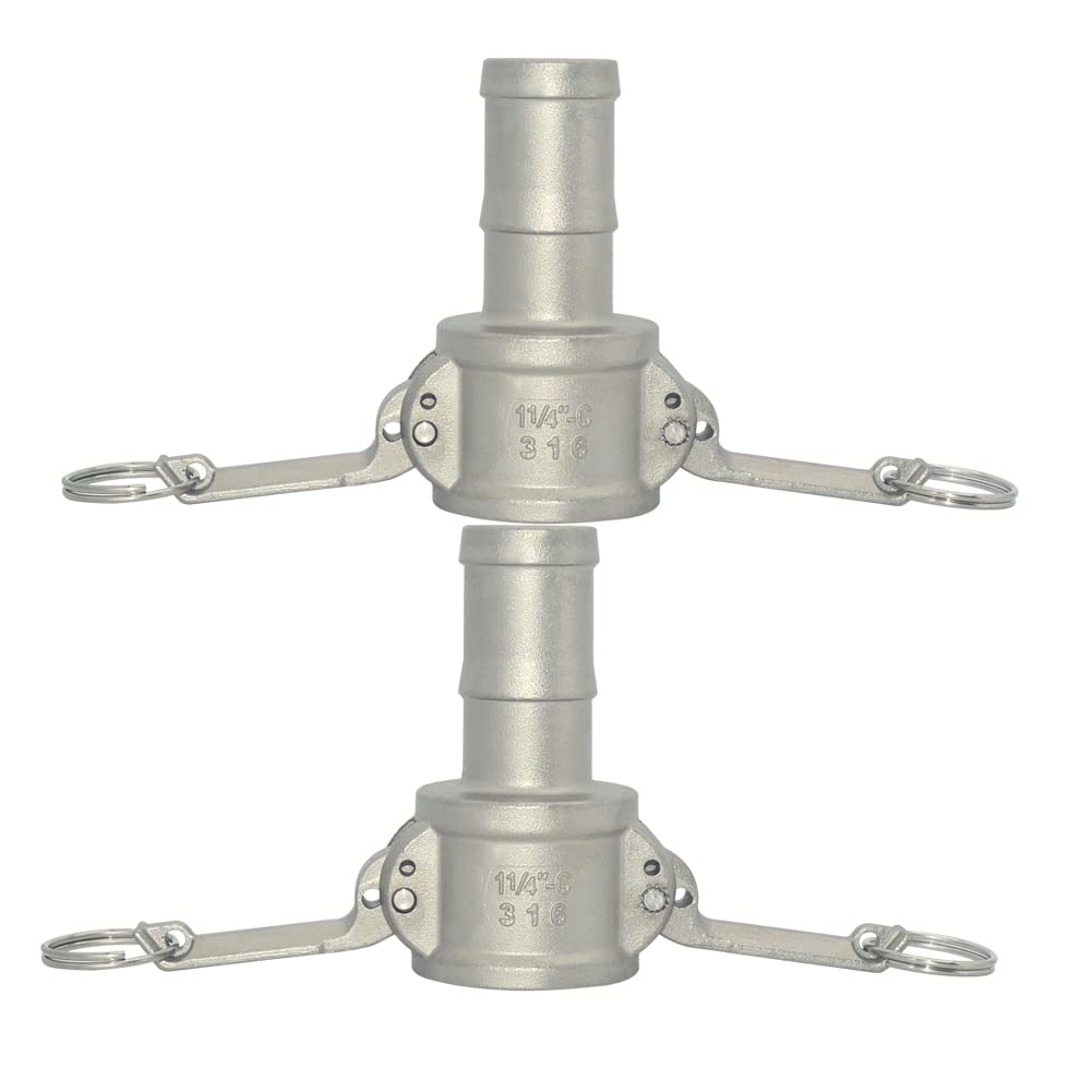 VARMHUS Adaptador de manguera Camlock hembra de acero inoxidable 316 de 1-1/4 pulgadas C