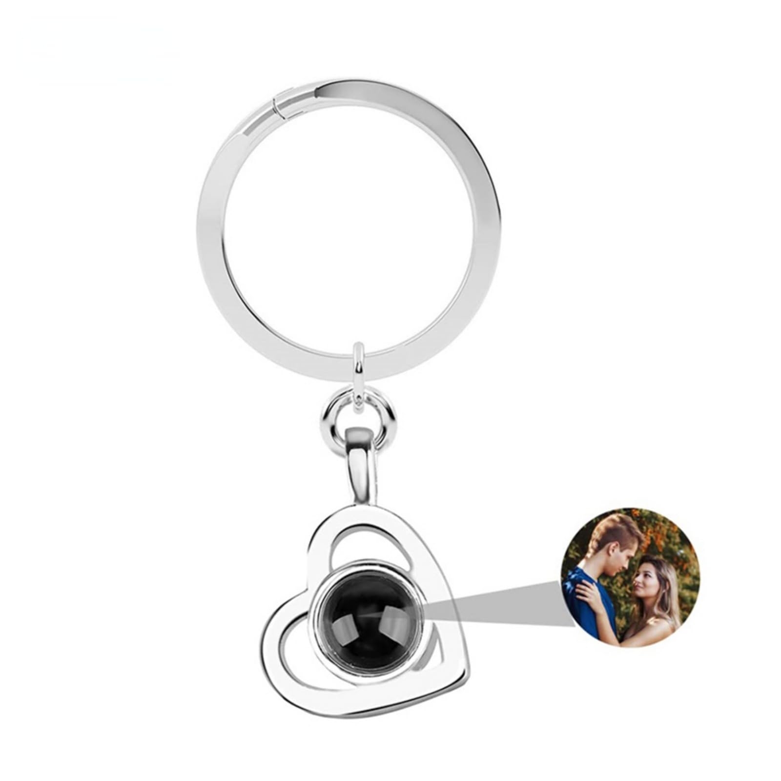 Womb Women's Silver-1 Personalized Photo Projection Keychain Custom Heart Photo Keyring Projection Keychain For Anniversary Memorial Gifts (,1Pcs)