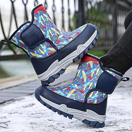 Boys Toddler Snow Boots Waterproof Resistant Winter Shoes Girls Fuzzy Boots Size 13.5 Waterproof Toddler Shoes2