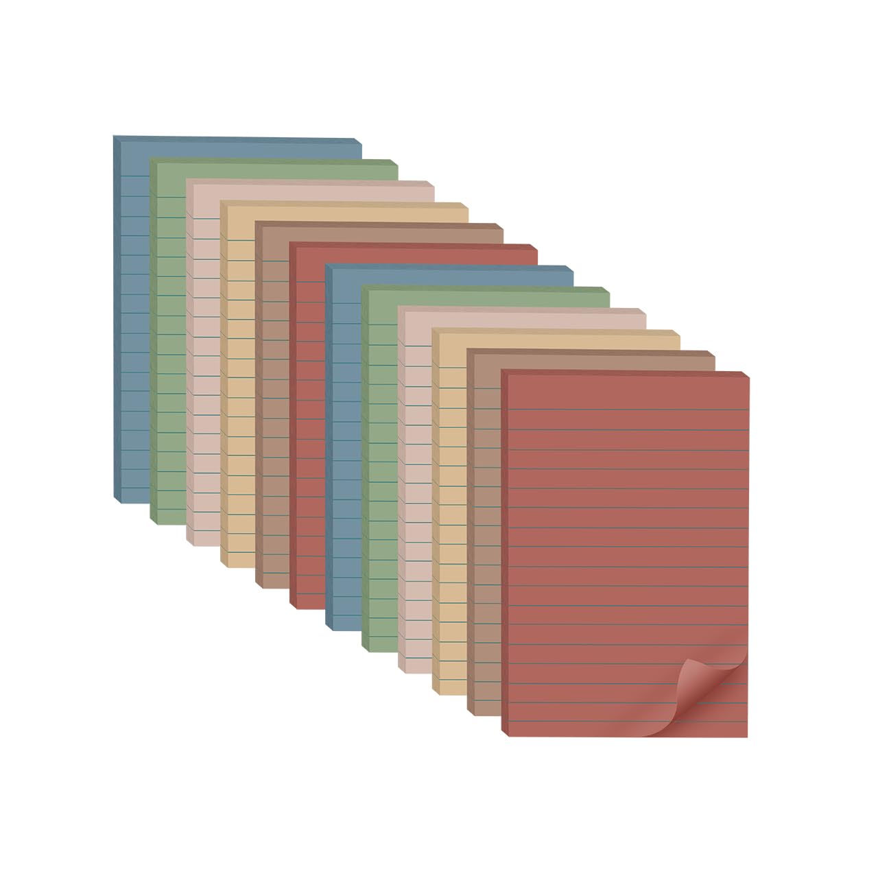 Wowivy (12 Pack) Lined Sticky Notes 4x6 in,Large Notepads with Lines,Ruled Stickies Super Sticking Power,Office School Memo Note Pads Vintage Colors,Post on Windows Doors,Recyclable,Easy to Write on