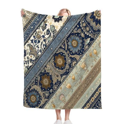 Gumntun Coperta Pile Matrimoniale 240 x 260 Motivi Patchwork, Morbida Coperte per Letto Matrimoniale, Traspirante Delicato sulla pelle Soffice e Calda Coperta Pile per Adulti_12398a