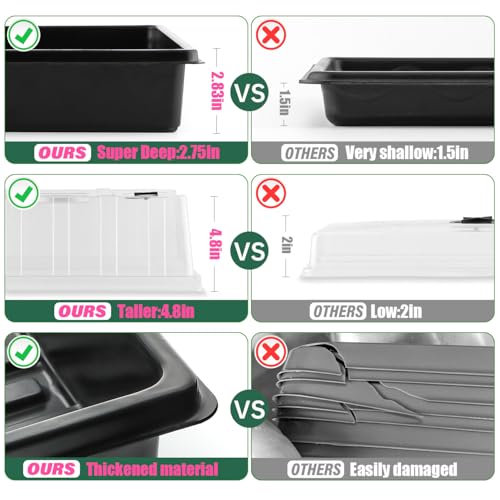 RooTrimmer 4-Pack Seed Starter Trays with 5'' Tall Humidity Domes – Reusable Plant Germination Kit for Microgreens, Herbs & Indoor Gardening | Clear Vented Lids, Fast Seedling Growth & Durable Design - Image 6