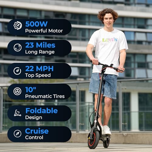Electric Scooter, 500W/750W Powerful Motor, 22/25 MPH Top