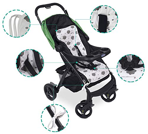 Reversible Pure Cotton Universal Baby Seat Liner For Stroller, Car Seat, Jogger, Bouncer | Thick Cushion | Supports Newborns, Infants, And Toddlers | Quick And Easy Install #TOP1