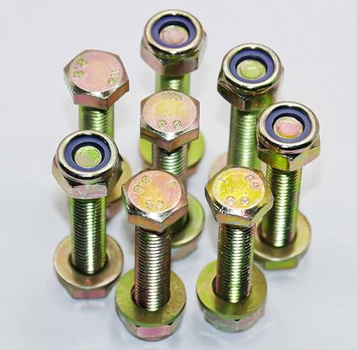 Image of M10 x 50mm Hex Head Bolt and Nylon Lock nut Flat Washer Assortment Kit by Color Galvanization,Alloy Steel,Grade 8.8.(8pcs Pack) by Metalsuberg