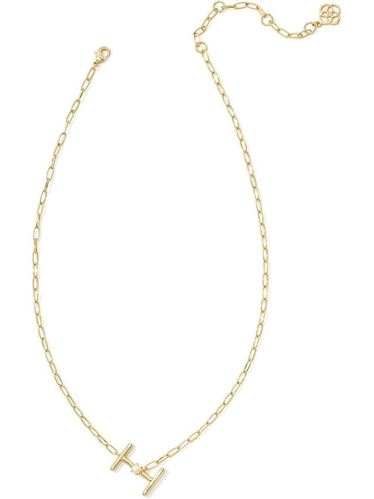 Silver Kendra Scott Pearl Letter I Short Pendant Necklace