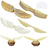【Gold-Flügel-Set】200 * Harry Potter Tortendeko Flügel; zwei Stile, jeweils 100 Stück und 200 doppelseitige Klebepunkte; Eine ausreichende Anzahl, um Ihre verschiedenen Bedürfnisse zu erfüllen.