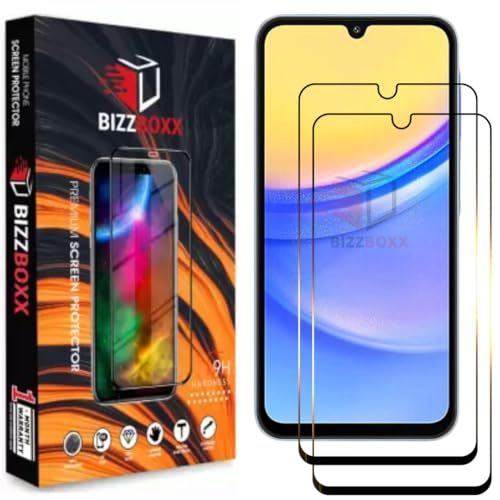 Image of Premium Screen Protector Compatible With Samsung Galaxy F15 5G | Sam M15 5G | Sam A15 5G | Tempered Glass Guard | Edge to Edge | 9H Hardness | With Easy Installation Kit (Pack of 2)