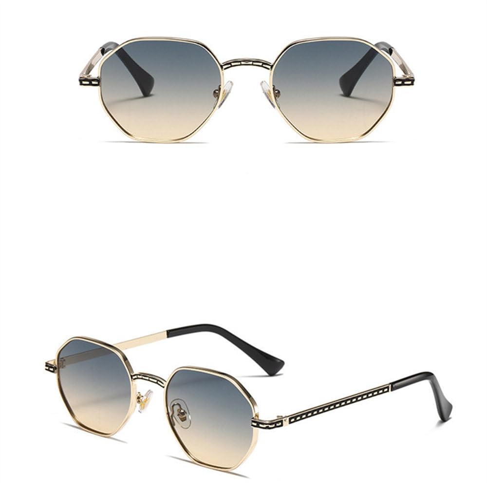 Gafas de sol de metal para hombres y mujeres, gafas de sol octogonales de polígono UV400