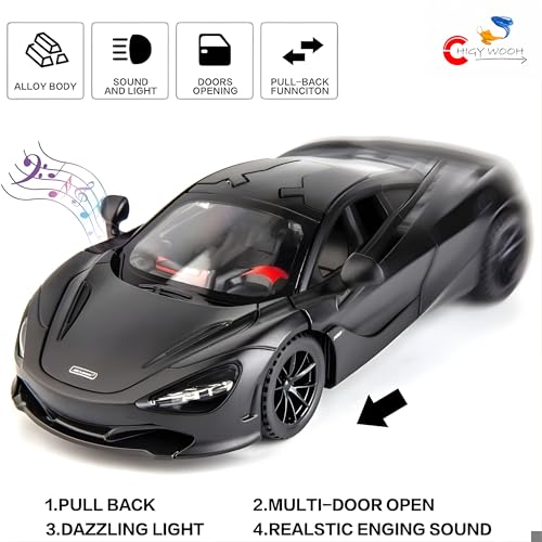 Image of Model Car 1:32 Scale for Kids | Metal Pull Back Action with Openable Doors, Lights & Sound - Alloy Sports Car for Kids for Boys & Collectors, Multicolor (Color As Per Stock)