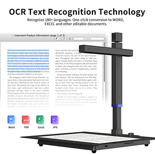 Czur Shine Surface Pro Professional Document Scanner, 16Mp Document Camera + 2Mp Webcam+ Working Surface, A3 Book Scanner For Computer/Laptop, 180+ Languages Ocr, Fast Scan 1S/Page, For Pc/Mac #TOP3