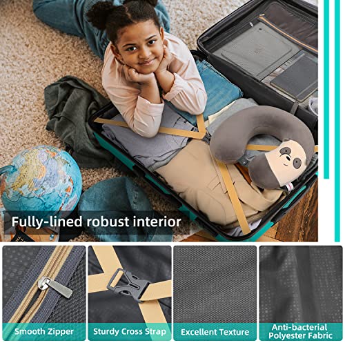 Leaves King Luggage Sets 5 Piece, Expandable(Only 24"&28") Pp Suitcase With Spinner Wheels, Durable Luggage Sets Clearance Carry On Luggage Suitcase Set For Women Men, Aqua Blue #TOP4