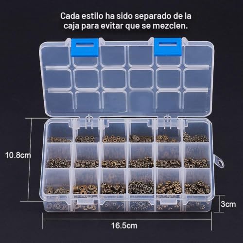 Miniatura 4 de Pandahall Elite 540 Piezas Caja 18 Formas Cuentas De Aleación Estilo Tibetano, Espaciadoras Para Pulseras, Collares, Fabricación De Joyas, Bronce Antiguo