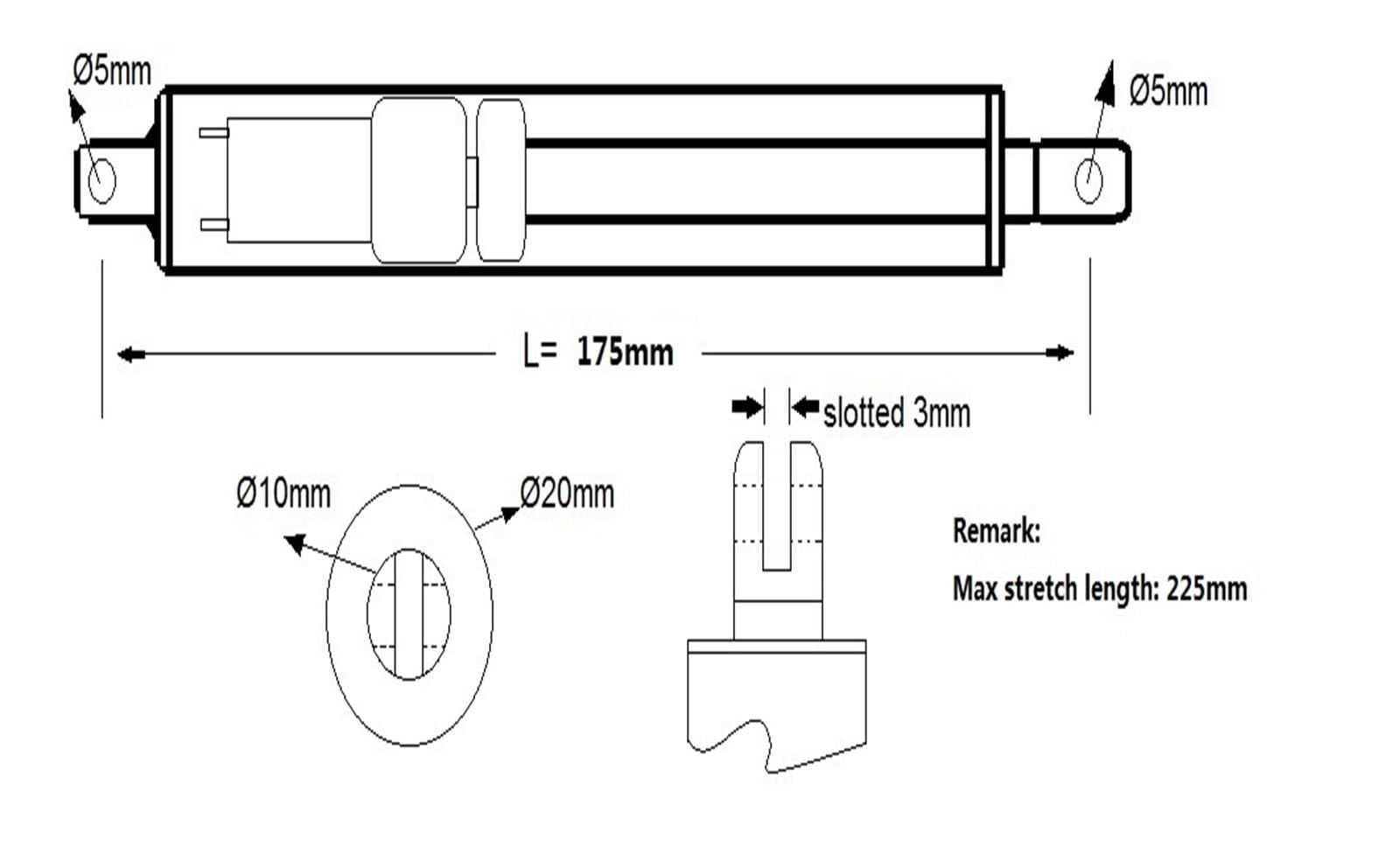 Siłownik liniowy, 50mm 2 Cal 4 skok Micro Mini elektryczny siłownik liniowy, silnik 12V DC 100N/200N lekkie obciążenie liniowa okrągła rura(Stroke 50mm,200N 5mm per sec)