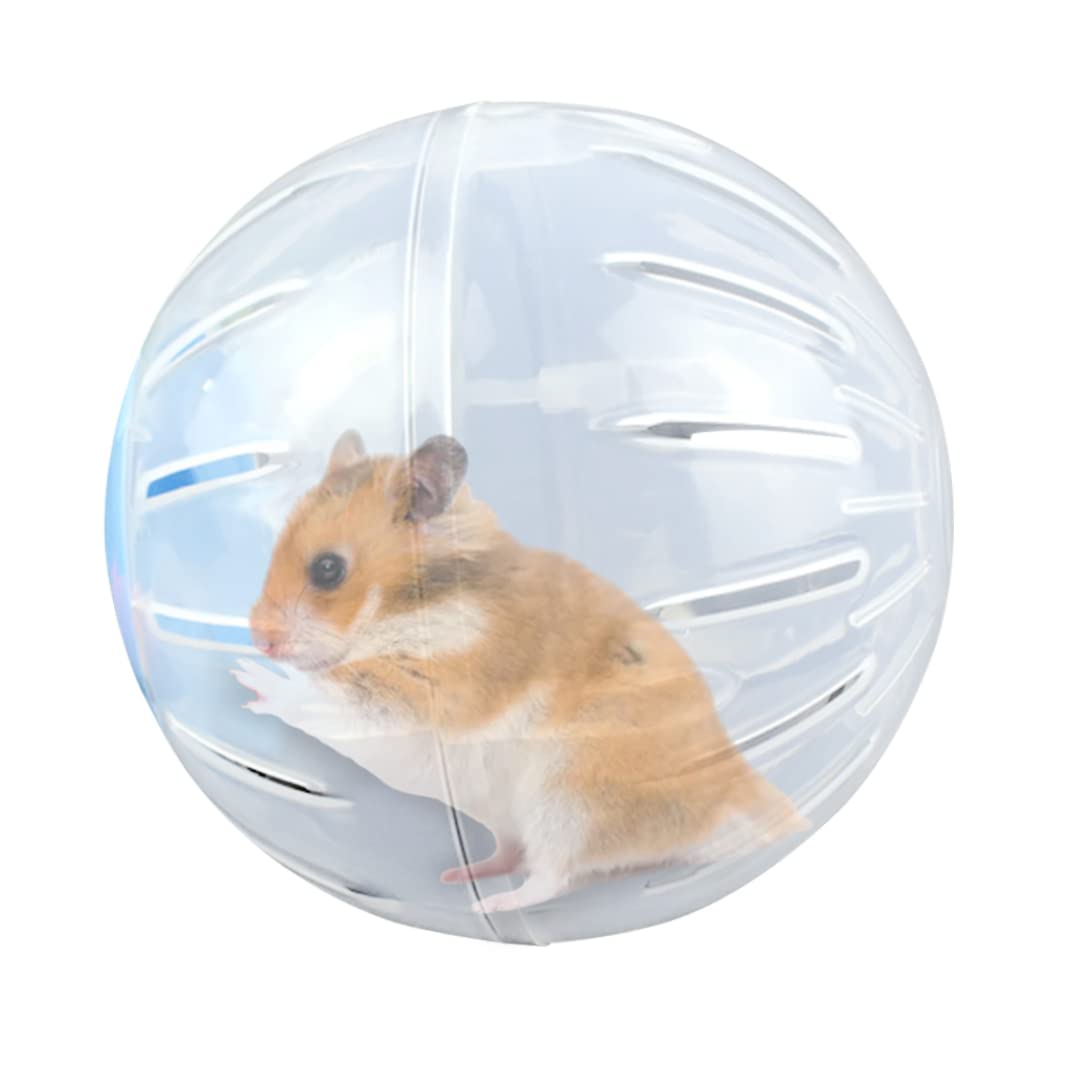 Sfera per criceti 10 cm in plastica sicura trasparente, ruota per criceti lavabile, gabbia rotonda per criceti, giocattoli per criceti con foro scavato, accessori per animali domestici con coperchio