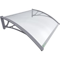 Paneles De Aluminio Para Exteriores VOUNOT Marquesinas Exterior para Puertas y Ventanas, 120 x 80 cm Tejadillo de Protección, Toldo Cubierta de Policarbonato en Jardín, Gris