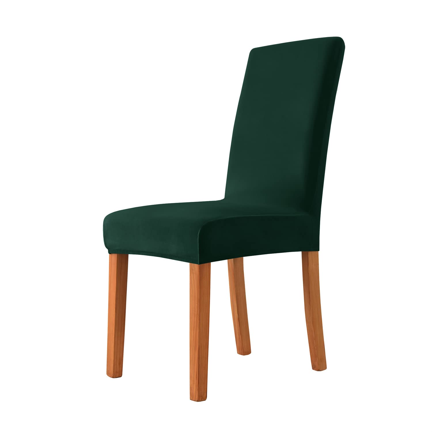 SYLC Stretch Dining Chair Covers Velvet, Dining Chair Slipcovers High Back Soft Plush Chair Protector Covers Set for Dining Room Removable Washable (Dark green,2 PCS)