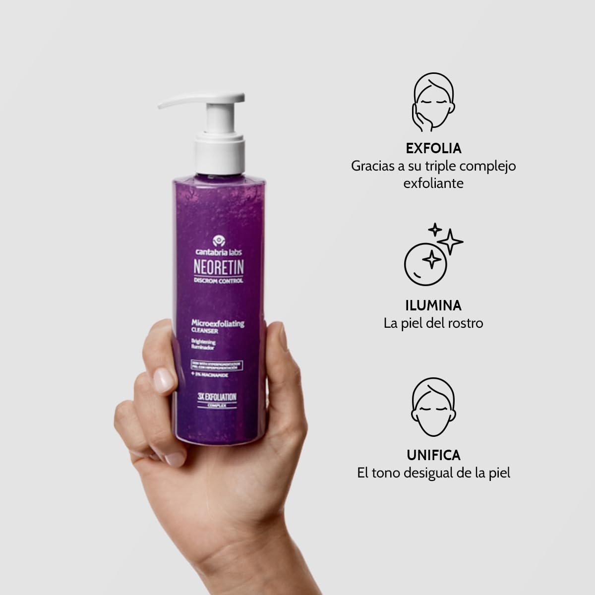 Cantabria Labs – Neoretin Discrom Control Microexfoliating Cleanser 150 ml – Gel Limpiador Microexfoliante – Tono de piel unificado y luminoso