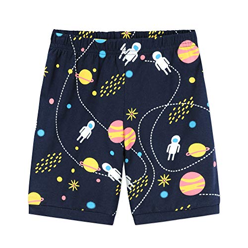 Image of Little Boys Short Set Pajamas for Boys 100% Cotton Toddle Firetruck Dinosaur Sleepwear Summer Clothes Size 2-7T
