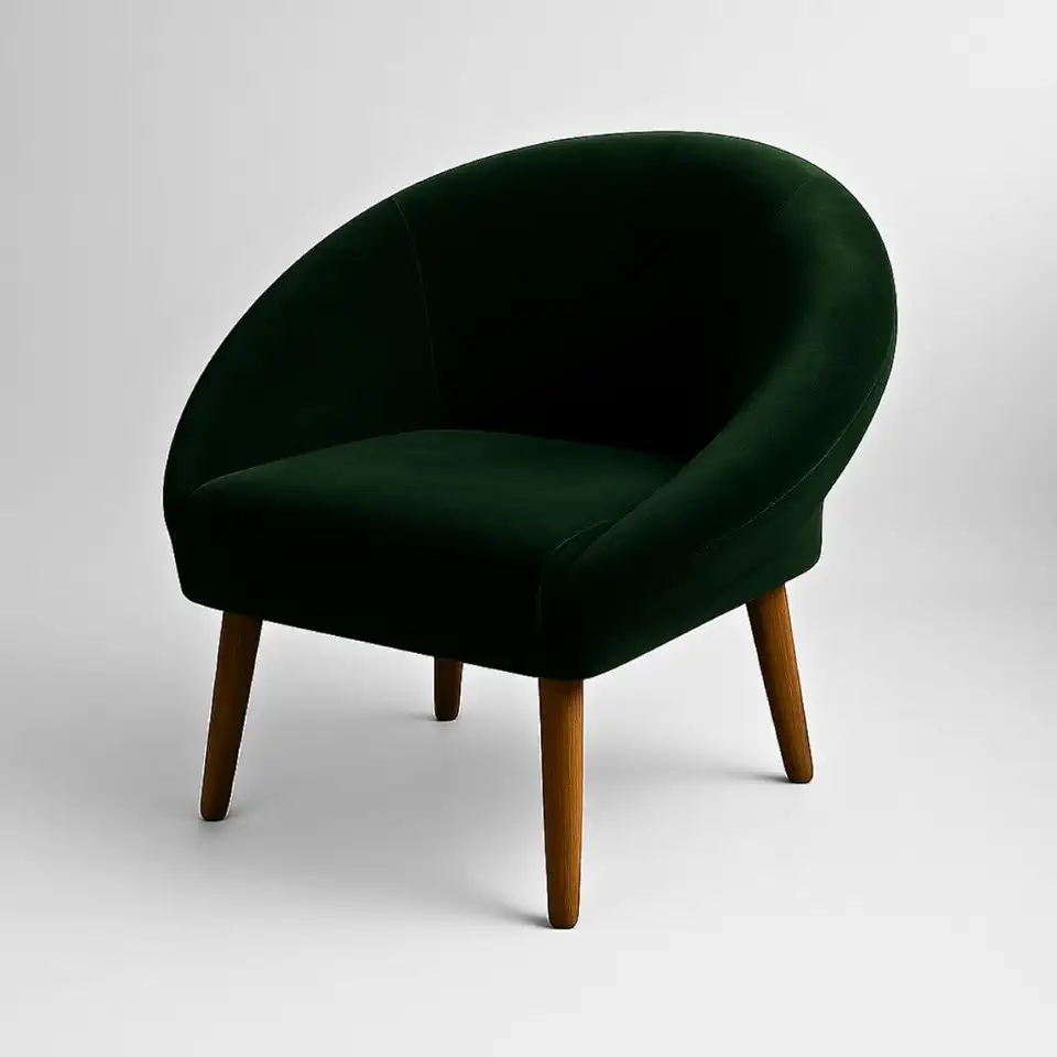 Poltrona Confortável para Sala de Estar Moderna Resistente Tecido Veludo MOBLAN decor (Verde Musgo)