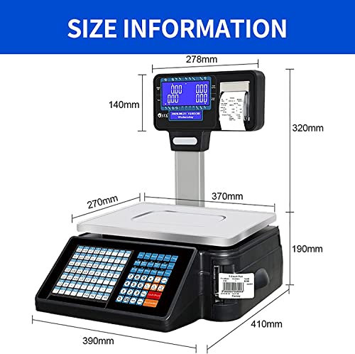 Báscula electrónica comercial con impresora y display miniatura 6