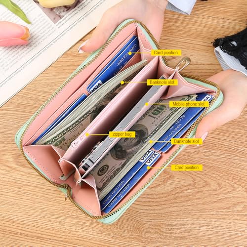 Long Clutch Women's Wallet with Sculpted Zipper Multifunctional Coin Purse - Green2