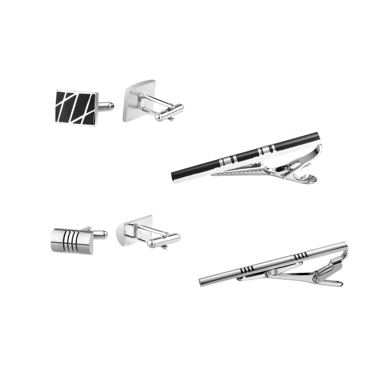 New 2025 Unisex 2 Sets Tie Clips And Cufflinks Box Men'S Clip Man Shirt Pin Cuff Links Men Groomsmen Gifts Accessories Jewelry Findings Fashion Trendy Creative Gift For Women And Men