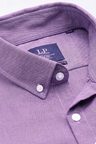 Image of Louis Philippe Men's Slim Fit Signature Oxford Easy Care, Natural Stretch Full Sleeve Solid Casual Shirt, Cotton