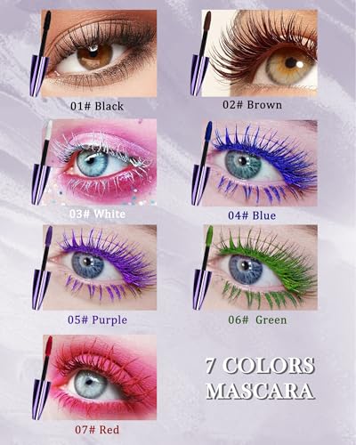 5D Waterproof Mascara Green for Eyelashes, Long Lasting Smudge-proof Telescopic Mascara with Brush, Volumizing Lengthening Curling Thick Eye Lashes,Cosplay Halloween Stage Eye Makeup for Women - Image 4