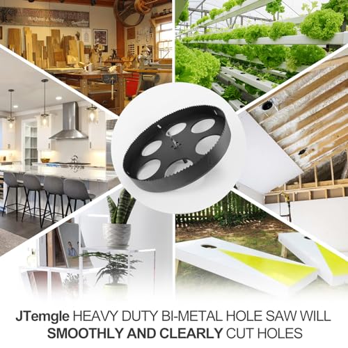 Image of 12 inch Hole Saw with 1 /2 inch Triangle Shank Quick Change Arbor, JTemgle Bi-Metal Hole Saw Heavy Duty Hole Cutting Tool for Cornhole Boards, Recessed Lights, Wood, Plastic, Drywall & Soft Metal