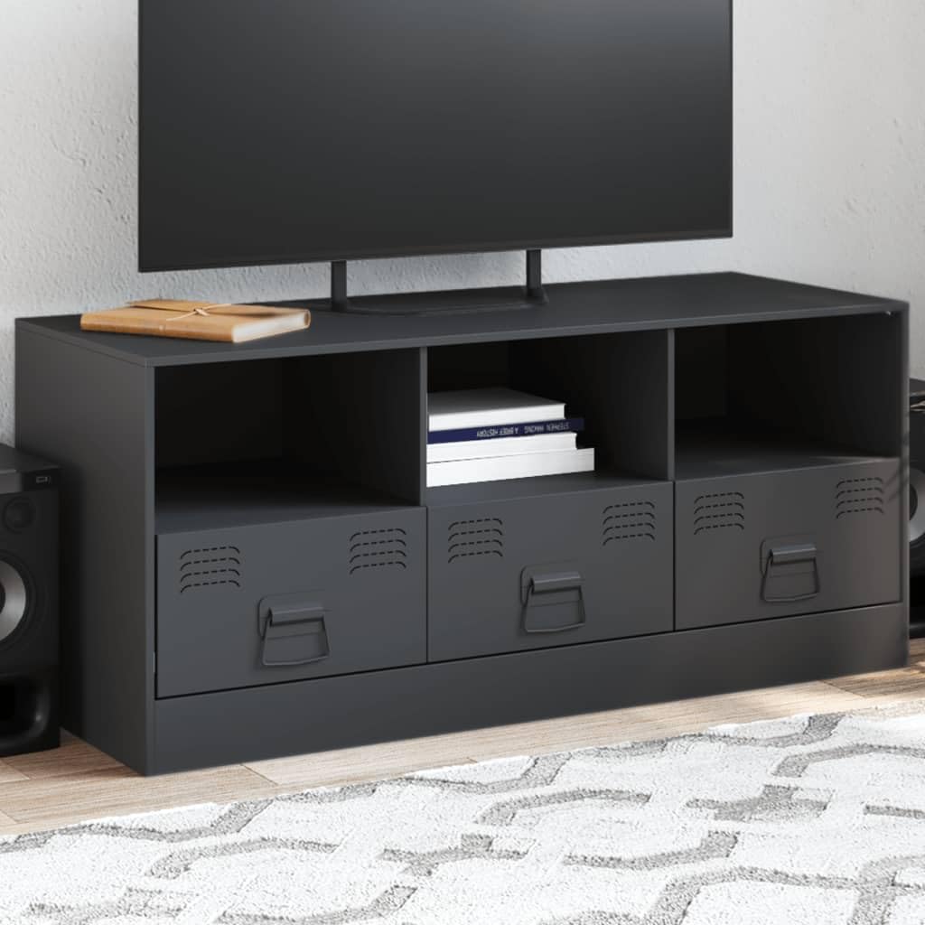 LAPOOH Stolik pod telewizor ze stali szary Antracyt 99x39x44 cm, stół telewizyjny, szafka telewizyjna, szafka telewizyjna, stół telewizyjny, meble do salonu, stół do salonu TV - 841735