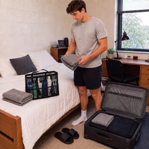 Hosuly 3-in-1 Shower Caddy Dorm Mesh Towel Kit, Black, 10.5–11 Men by Hosuly - Used condition - Image 2