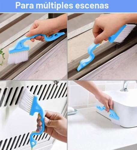 Miniatura 6 de Xemnys Kit De Cepillo De Limpieza De Grietas, Herramienta De Limpieza De Persianas, Ranura De Ventana, Puerta Corrediza, Herramientas De Limpieza Para Espacios Pequeños, Baño, Cocina