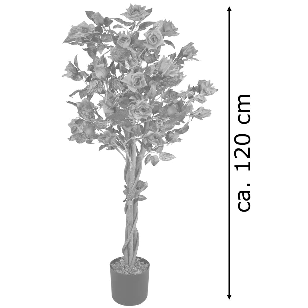 Rosa Rosal Planta Artificial Decoración Interiorismo Madera Natural 120cm 30 Flores DECOVEGO