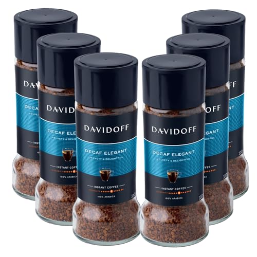 Image of Davidoff Decaf Elegant Instant Coffee - 6 /12 Intensity - 100% Arabica - 100G, Granule, Glass Bottle - Pack Of 6