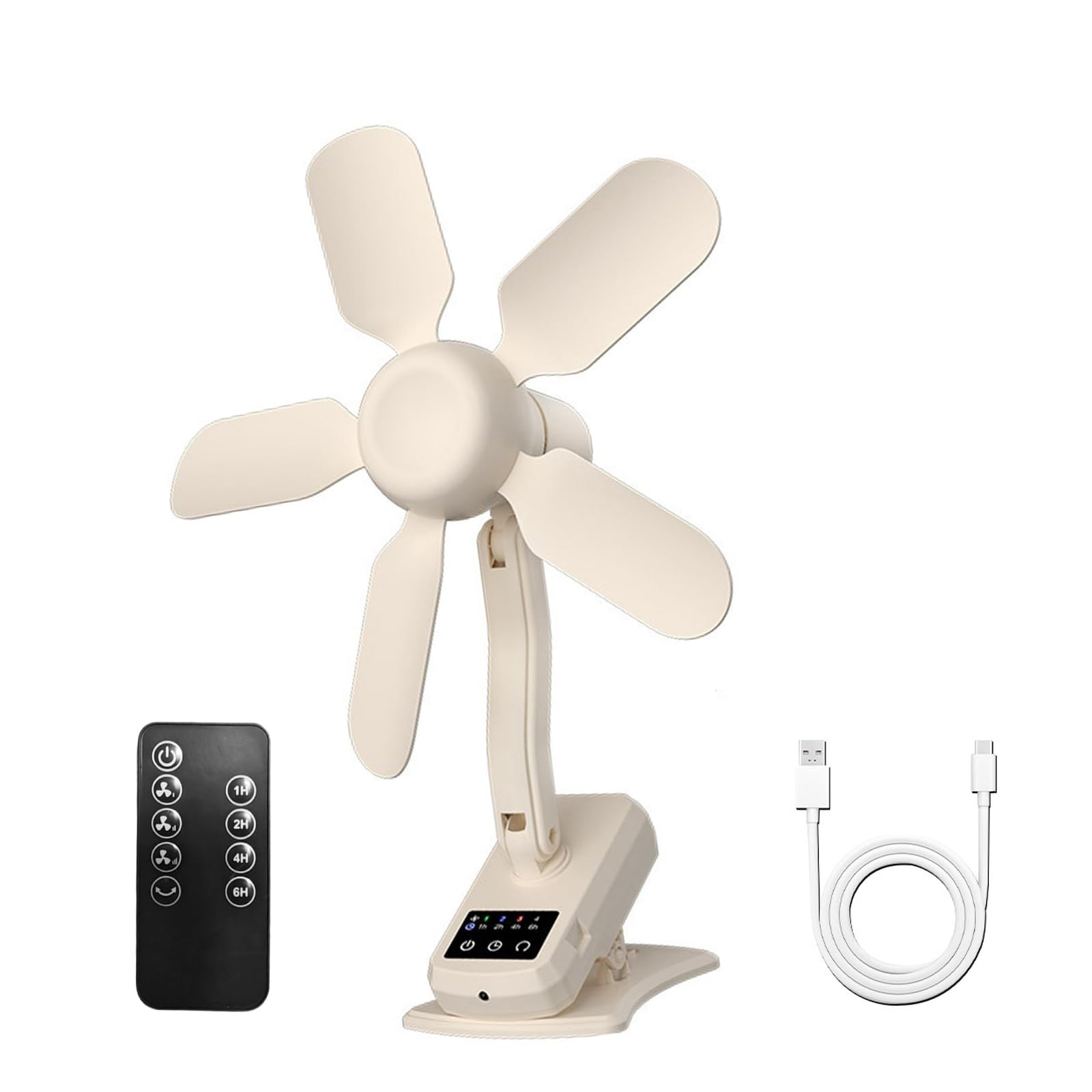 Ventilatore da tavolo Piccolo Clip on Fan Display Digitale Portatile 3 Velocità Forte Bassa Rotazione di 360 Gradi USB Ricaricabile Clip